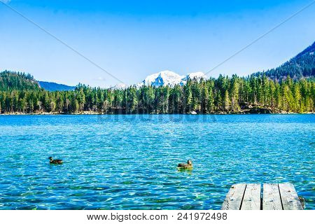 View On Beautiful Lake Hintersee In The Bavarian Alp Of Bavaria