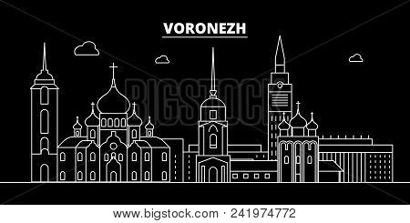 Voronezh Silhouette Skyline. Russia - Voronezh Vector City, Russian Linear Architecture, Buildings. 