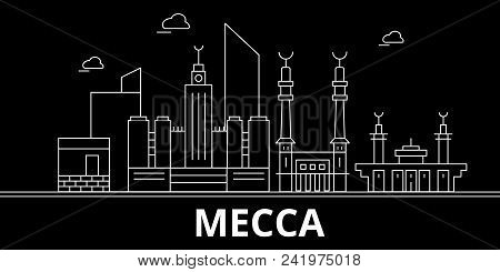 Mecca Silhouette Skyline. Saudi Arabia - Mecca Vector City, Saudi Arabian Linear Architecture, Build
