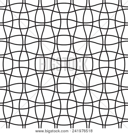 Seamless Wave Crossing Weave Pattern. Abstract Geometric Grid Mesh Background.