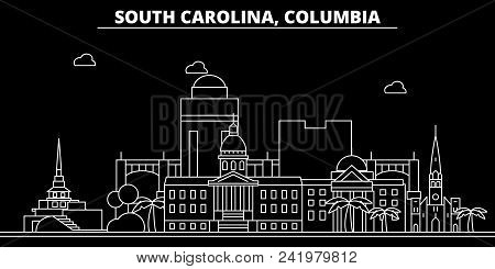 Columbia Silhouette Skyline. Usa - Columbia Vector City, American Linear Architecture, Buildings. Co