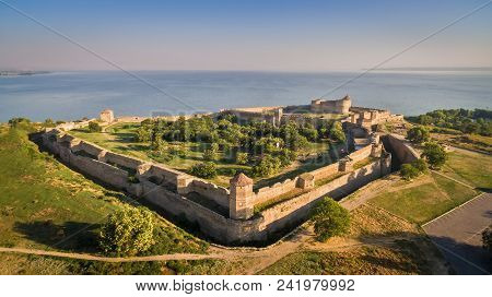 Aerial View On Ancient Fortress Akkerman Which Is On The Bank Of The Dniester Estuary, In Odessa Reg
