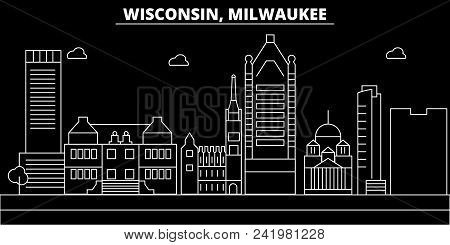 Milwaukee City Silhouette Skyline. Usa - Milwaukee City Vector City, American Linear Architecture, B