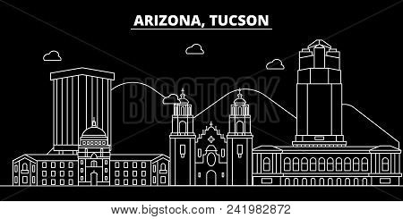 Tucson Silhouette Skyline. Usa - Tucson Vector City, American Linear Architecture, Buildings. Tucson