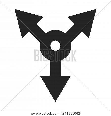 Three Way Direction Arrow Icon Simple Vector Sign And Modern Symbol. Three Way Direction Arrow Vecto