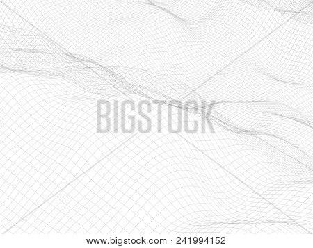Abstract Landscape Background. Cyberspace Grid. Hi-tech Network. 3d Technology Illustration.