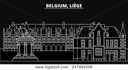 Liege Silhouette, Skyline. Belgium - Liege Vector City, Belgian Linear Architecture, Buildings. Lieg