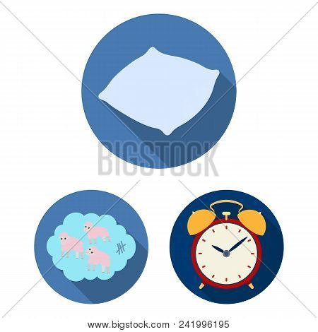Rest And Sleep Flat Icons In Set Collection For Design. Accessories And Comfort Vector Symbol Stock 