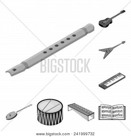 Musical Instrument Monochrome Icons In Set Collection For Design. String And Wind Instrument Isometr