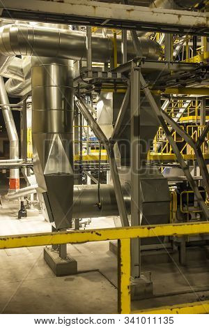 Fragment Of Flue Gas Cleaning Installation, Semi-dry Desulphurization And Dedusting, Night View
