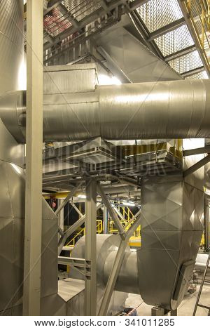 Fragment Of Flue Gas Cleaning Installation, Semi-dry Desulphurization And Dedusting, Night View