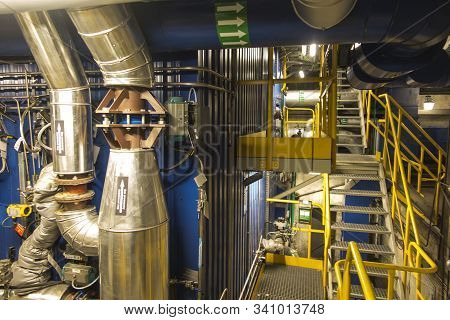 Various Installations Mounted Around The Coal Boiler And Supporting Its Operation