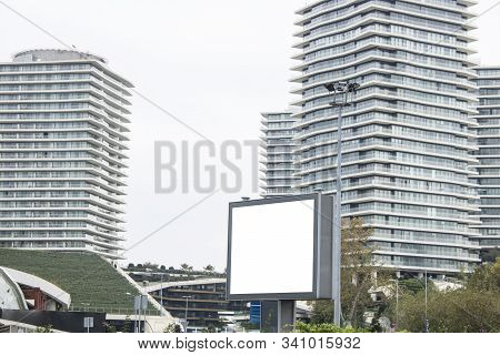 Close-up Advertising Sign. In White Background. Photographed On A Autumn Day.