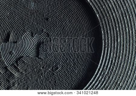 Macro Of Old And Damaged Metal Heating Element From Electric Range. Surface Layers Peeling Away.
