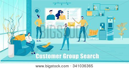 Company Analytics Search Customers Group For Company Product Or Service. Business Team Make Client P
