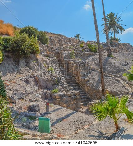 Ancient Plastered Pool Reservoir In The City Of Megiddo At Tel Megiddo National Park. Israel, Asia