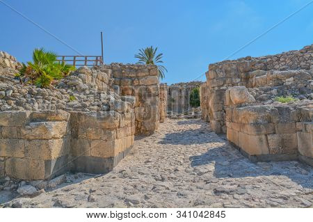 Canaanite City Gate At The City Of Megiddo In Tel Megiddo National Park. Megiddo, Israel, Asia