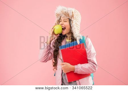 Making Life Better. Pupil Daily Life. Modern Education. Schoolgirl With Books After Lesson. School B
