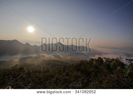 Beautiful Morning Mist And The Sunrise