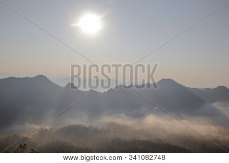 Beautiful Morning Mist And The Sunrise