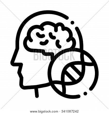 Man Head Brain Molecule Icon Vector. Outline Man Head Brain Molecule Sign. Isolated Contour Symbol I
