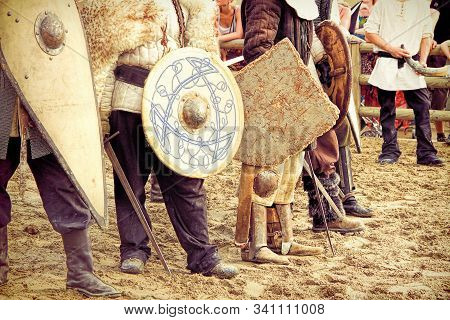 Historical Reconstruction Of The Medieval Knights Tournament During A Medieval Festival