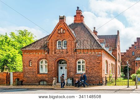 Old Brick House In Odense, Funen Island, Denmark.