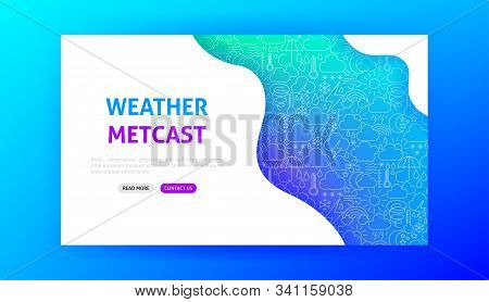 Weather Metcast Landing Page. Vector Illustration Of Outline Design.