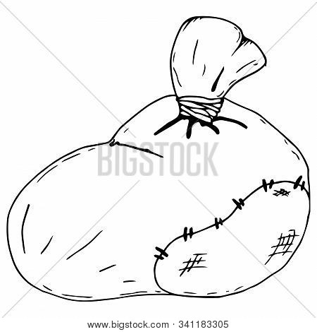 Bag. Vector Illustration Of An Old Cloth Bag. Hand Drawn Cloth Bag.