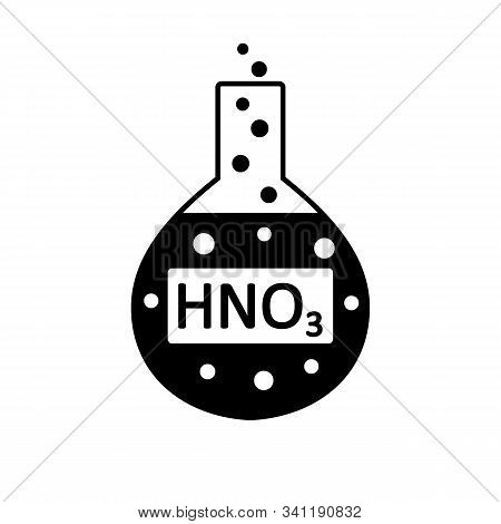 Laboratory Glass With Nitric Acid On White Background. Vector Illustration.