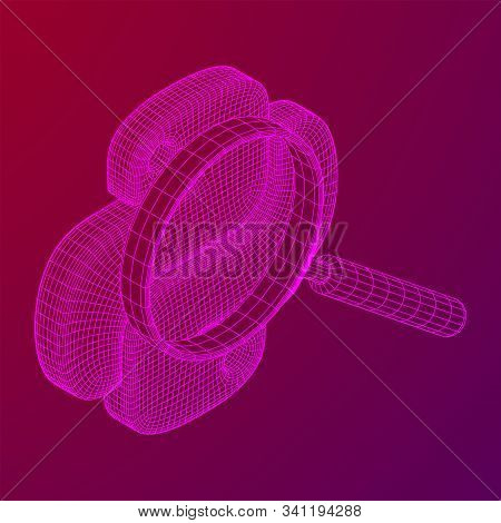 Python Code Language Sign With Magnifying Glass. Programming Coding And Developing Concept. Wirefram