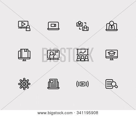 Online Education Icons Set. Education E-learning And Online Education Icons With Business E-learning