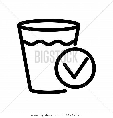 Clean Water In The Glass Icon Vector. A Thin Line Sign. Isolated Contour Symbol Illustration