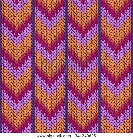 Yarn Downward Arrow Lines Knitting Texture Geometric Seamless Pattern. Pullover Stockinet Ornament. 