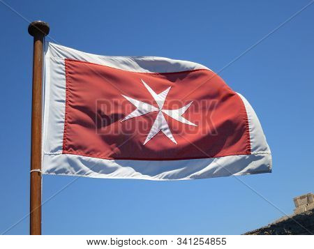 National Malta Flag Flies In The Wind