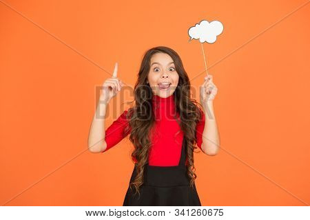 Gotan Idea. Make A Decision. Inspiration And Idea. Smart Child With Party Cloud. Pretty Thoughtful K