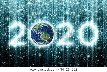 Star Clusters And Earth Forming 2020 - 3D Illustration