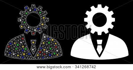 Bright Mesh Soulless Official Bureaucrat Icon With Glow Effect. Abstract Illuminated Model Of Soulle