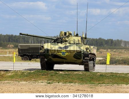 Ryazan Region, Russia - August 3:  Airborne Combat Vehicle On The Military Camp At The Field Exercis