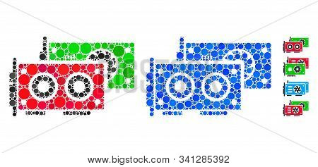 Gpu Cards Mosaic Of Circle Elements In Variable Sizes And Color Tinges, Based On Gpu Cards Icon. Vec