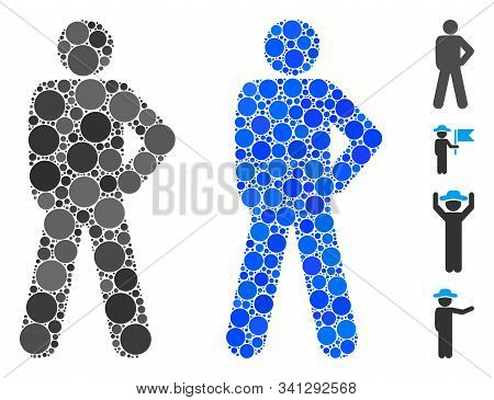 Audacity Pose Mosaic Of Small Circles In Various Sizes And Color Hues, Based On Audacity Pose Icon. 