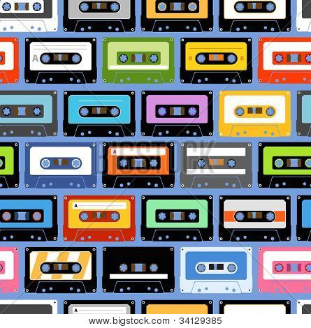 Jahrgang analoge beschreibbare Musikkassetten. Nahtlose Hintergrund