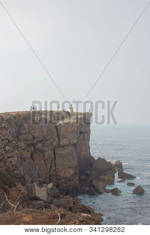 Papoa Cliffs And Sea In Peniche. Portugal