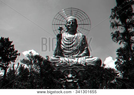 Statue Of Big Golden Sitting Buddha In Dalat