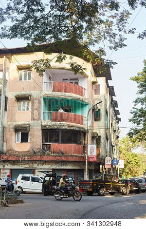 Panaji, Goa, India - December 15, 2019: Streets Of The State Capital Of Goa Panjim. Old Slums Cities