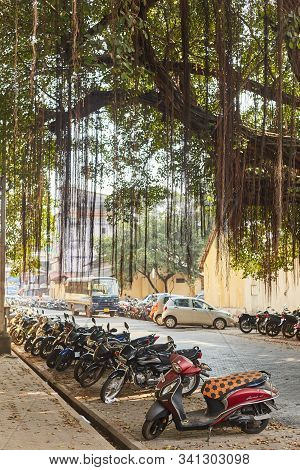 Panaji, Goa, India - December 15, 2019: Streets Of The State Capital Of Goa Panjim. Old Slums Cities