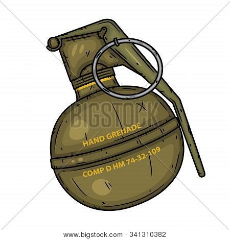 Hand Grenade. Vector Illustration Isolated On White Background.