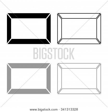 Picture Frame Squared Shape Icon Outline Set Black Grey Color Vector Illustration Flat Style Simple 