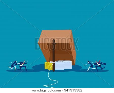 Trap For New Business. Concept Business Vector Illustration,  Risk, Problem, Rookie.