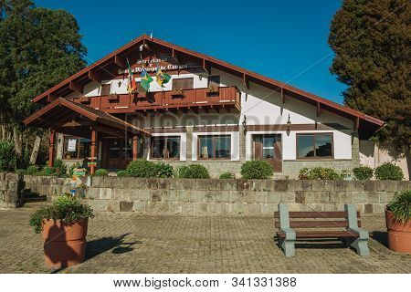 Gramado, Brazil - July 21, 2019. Charming House From Municipal Cultural Center In German-influence S